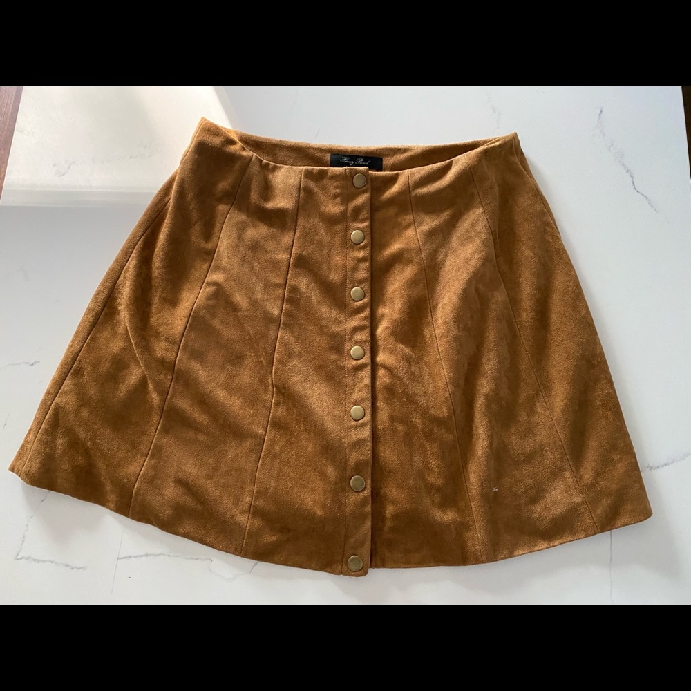 Suede Botton Up A-Lined Skirt